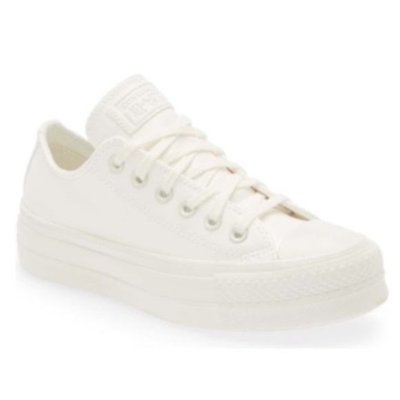 Converse Shoes - Size 7.5 Converse Cream Leather Low Top All Star Sneakers Shoes